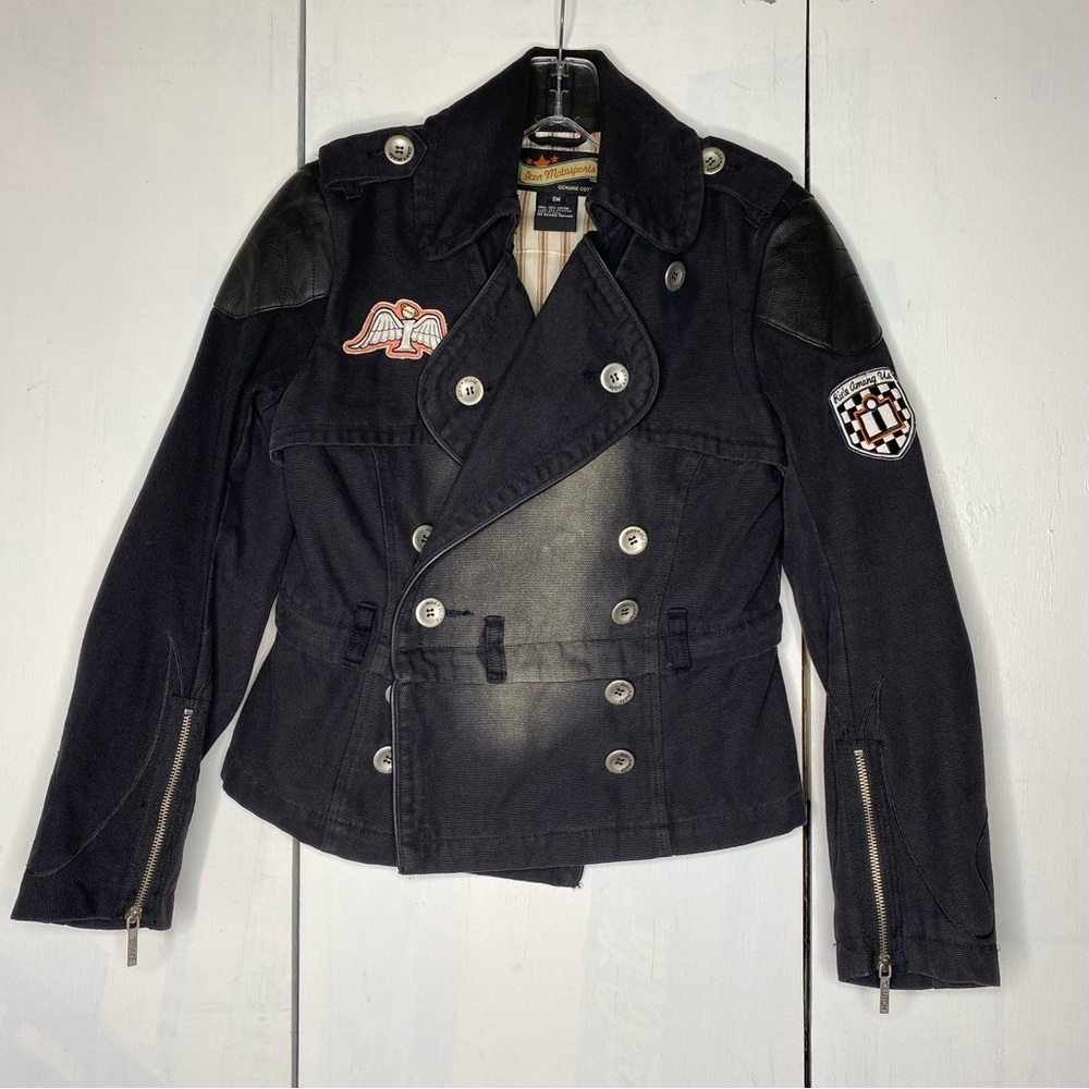Icon Motorsports Moto Black Canvas Women's Padded Motorcycle Jacket